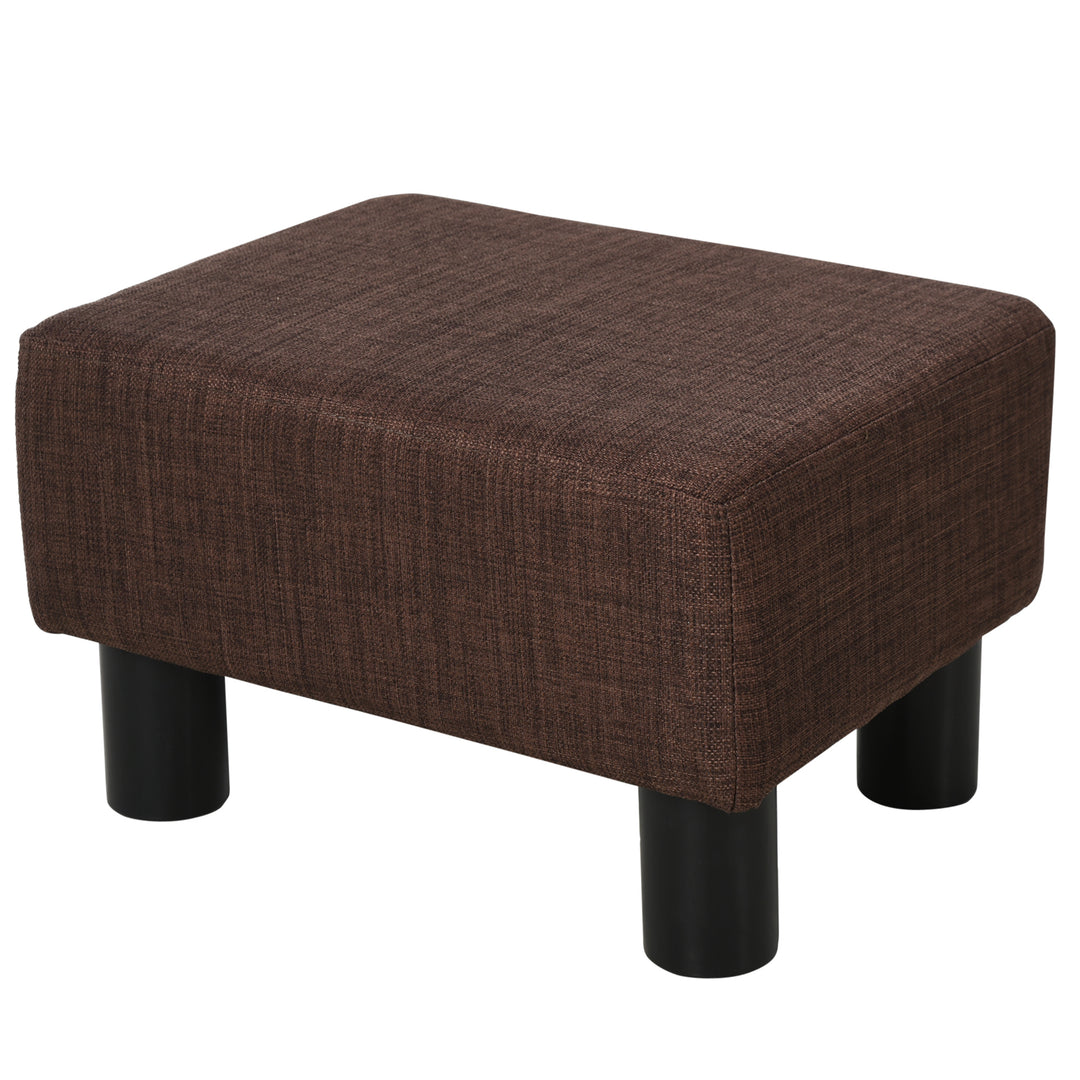 Linen Fabric Footstool Footrest Small Seat Foot Rest Chair Ottoman Light Home Office with Legs 40 x 30 x 24cm Brown