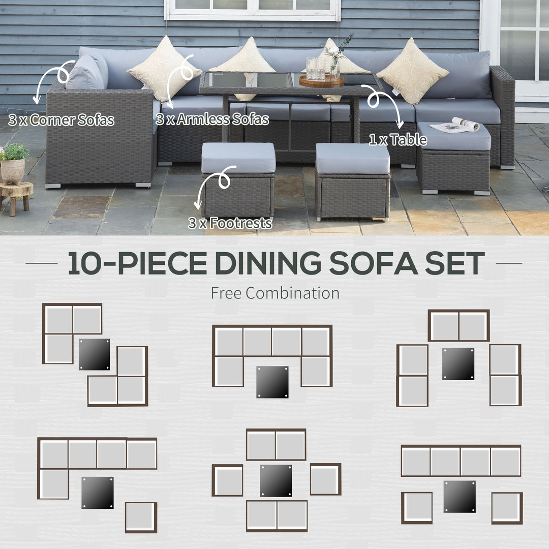 Garden Rattan Corner Dining Sofa Set Furniture w/ Cushions & Pillow