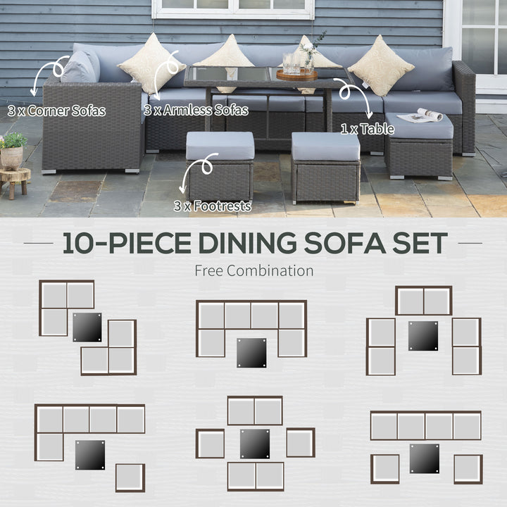 Garden Rattan Corner Dining Sofa Set Furniture w/ Cushions & Pillow