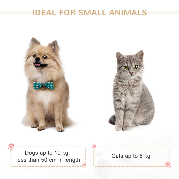 PawHut Rattan Dog Cat Bed Four Feet Pet House Hand-knitted Metal Small Animal Sofa Rattan with Soft Machine Washable Cushion White-gray