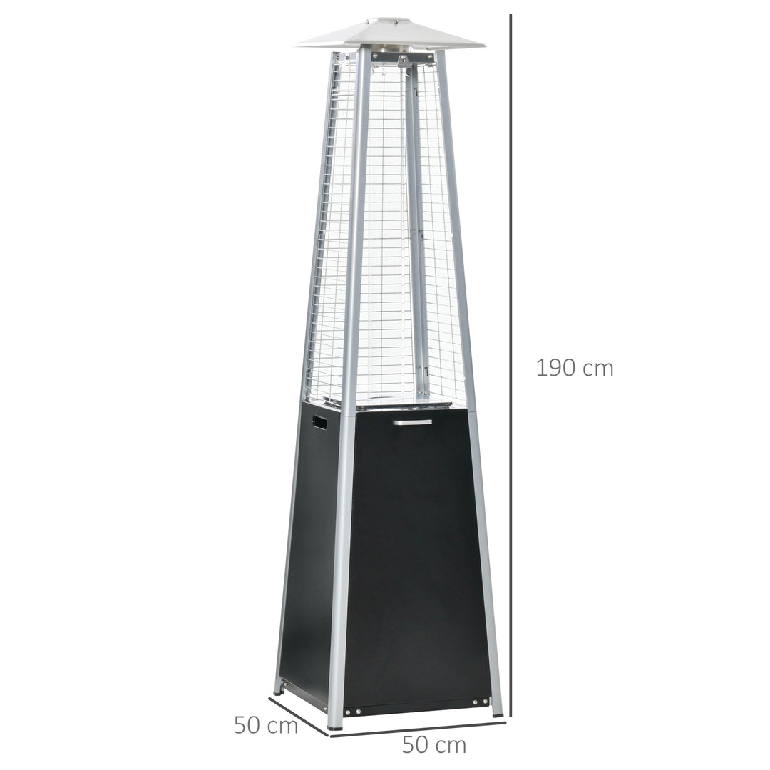 Outsunny 11.2KW Outdoor Patio Gas Heater Freestanding Pyramid Propane Heater Garden Tower Heater with Wheels, Dust Cover, Black, 50 x 50 x 190cm