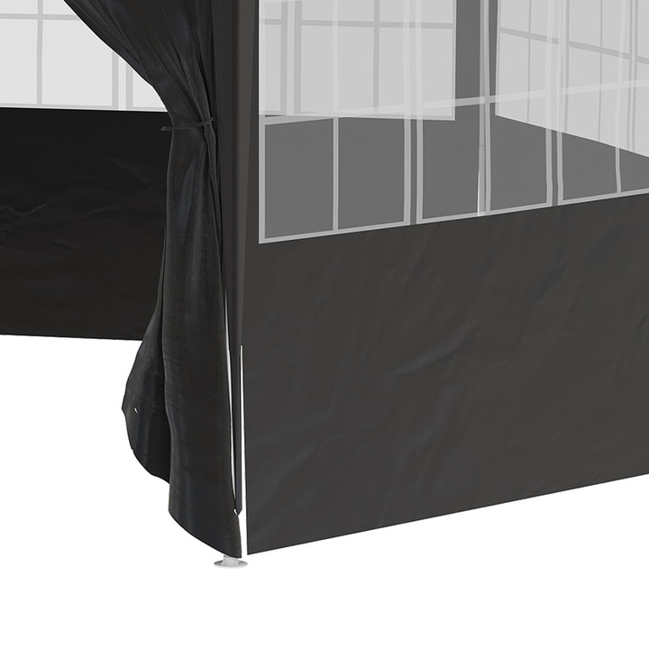 Outsunny 4m Canopy Rentals, Hexagonal Gazebo Canopy Party Tent with 6 Removable Side Walls for Outdoor Event with Windows and Doors, Black