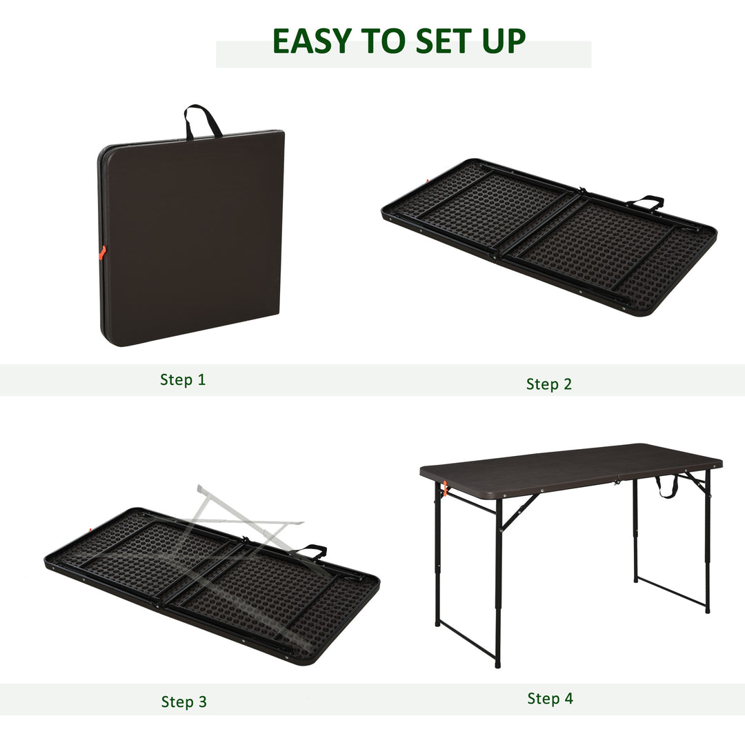 4FT Portable Metal Picnic Table-Black/Brown