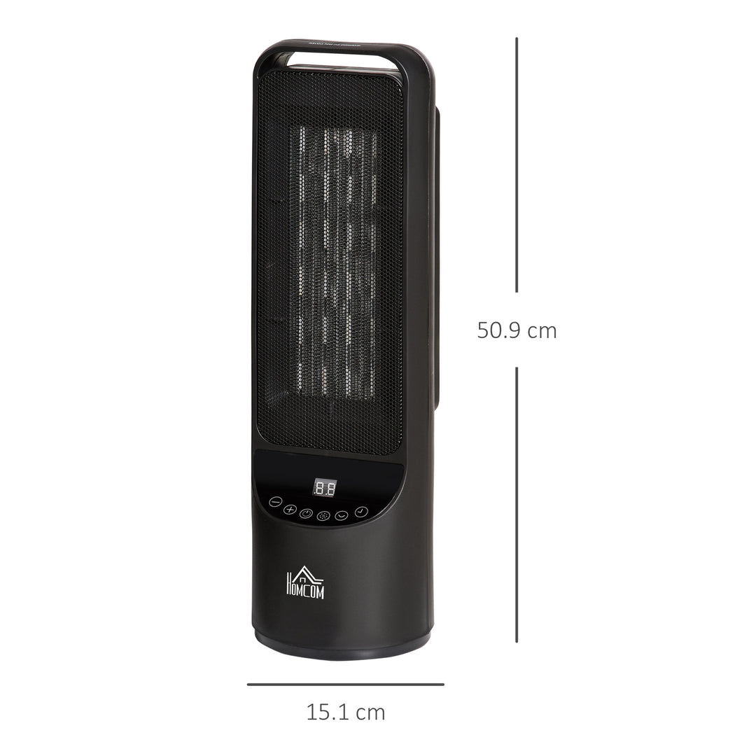 HOMCOM Ceramic Tower, Indoor Space Heater with LED Display, Oscillation, Remote Control, 12H Timer, Tip-Over &amp; Overheating Protection, 1000W/2000W