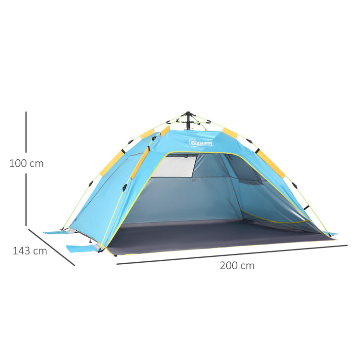 Pop-up Beach Tent Sun Shade Shelter for 1-2 Person UV Protection Waterproof with Ventilating Mesh Windows Closable Door Sandbags Light Blue