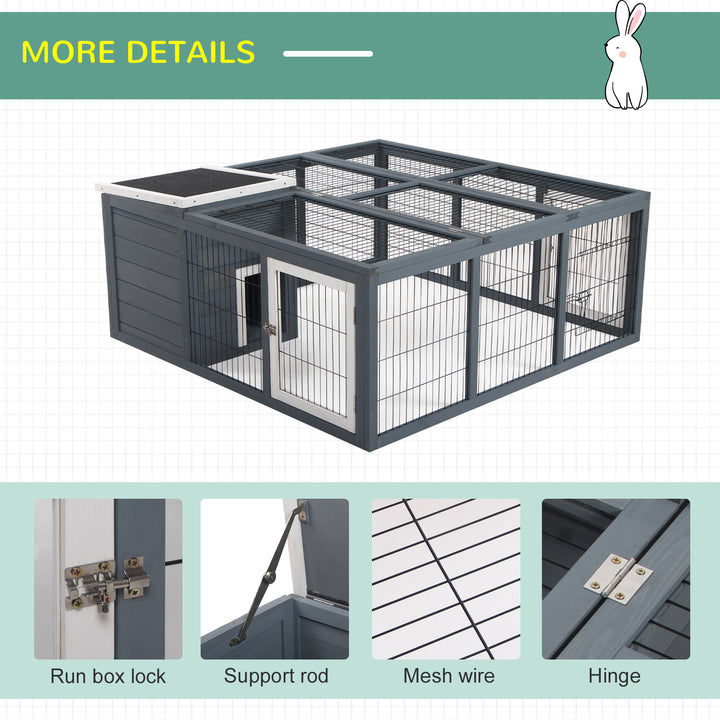 PawHut Rabbit Hutch Small Animal House Ferret Bunny Cage Duck House Rabbit Hideaway Chinchilla Cage Backyard with Openable Main House & Run Roof