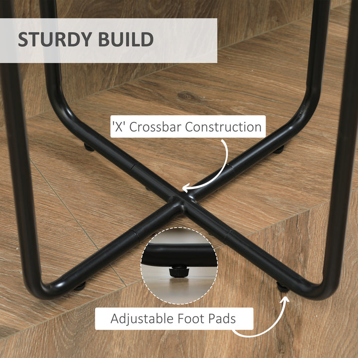 Round End Table, Modern Accent Side Table with Cement Effect Tabletop and Metal Frame for Living Room