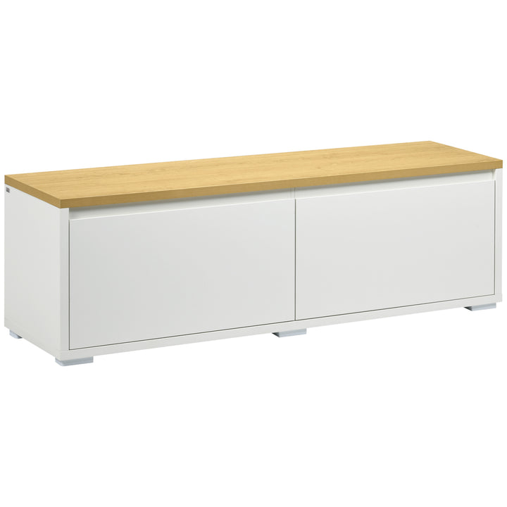 HOMCOM Modern TV Stand, 140cm Modern TV Unit with 2 Cupboards for TVs up to 65 Inches, Wood Entertainment Unit for Living Room, White