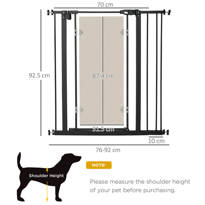 PawHut Pressure Fit Pet Safety Gate, Auto-Close Dog Barrier Stairgate Double Locking, Acrylic Panel for Doors, Hallways, Extensions Kit, Black