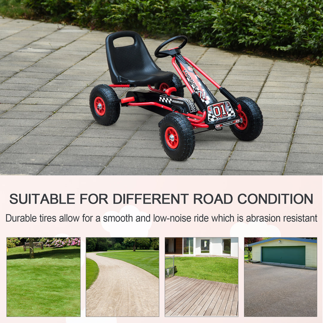 Kids Children Pedal Go Kart Cart Air Inflatable Tyres Motor Racing Style Suitable for 3 to 8 Years