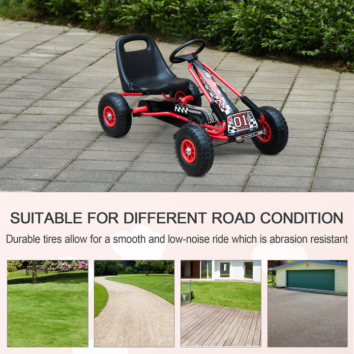 Kids Children Pedal Go Kart Cart Air Inflatable Tyres Motor Racing Style Suitable for 3 to 8 Years