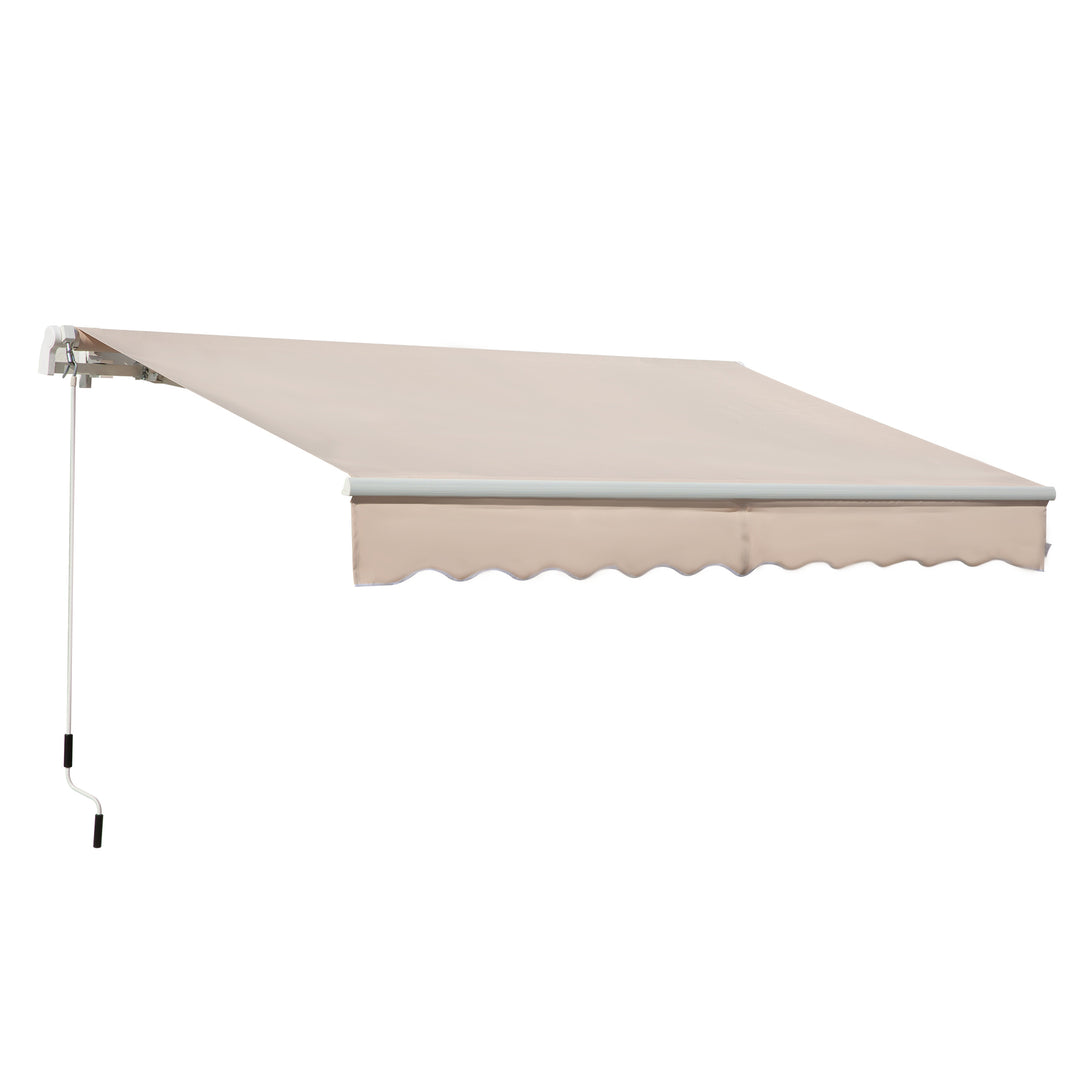 3.5M x 2.5M Manual Awning Canopy Retractable Sun Shade Shelter Winding Handle for Garden Patio Beige