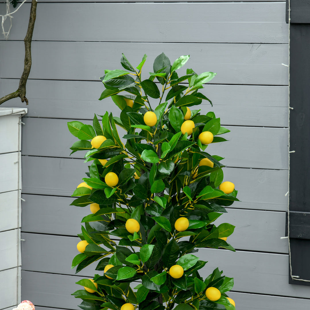 Artificial Lemon Tree Fake Decorative Fruits Plant in Nursery Pot for Indoor Outdoor Décor, 135cm