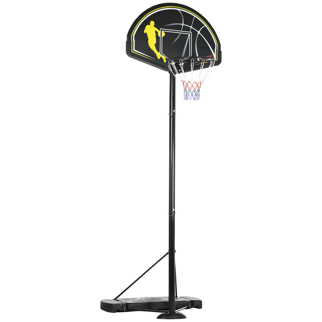 2.3-3m Basketball Hoop and Stand with High Strength PE Backboard and Weighted Base, Portable on Wheels