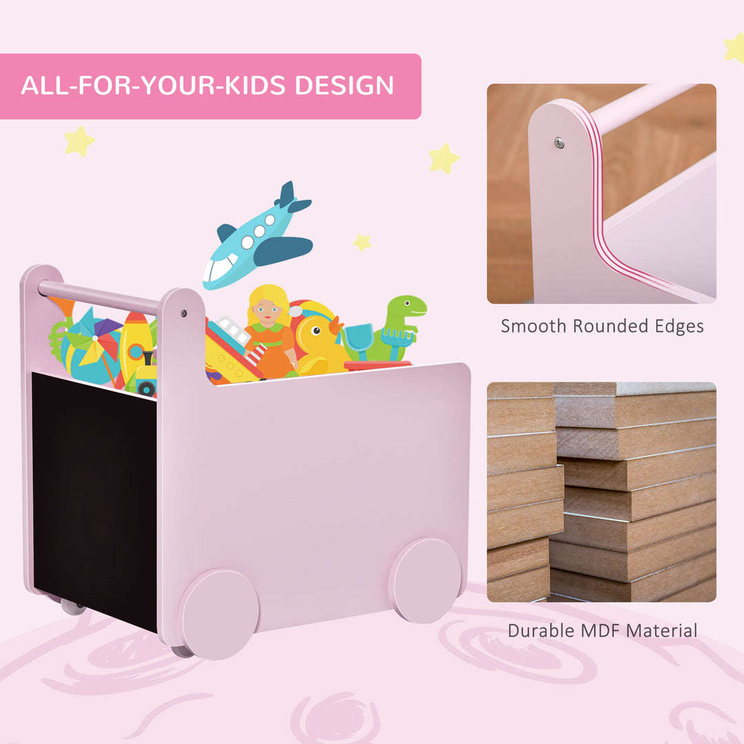 Kids Toys Storage Cabinet Rolling Storage Cart on Wheels Craft Storage Containers Bins Can Move everywher for Toddlers 1-4 Years Old, Pink