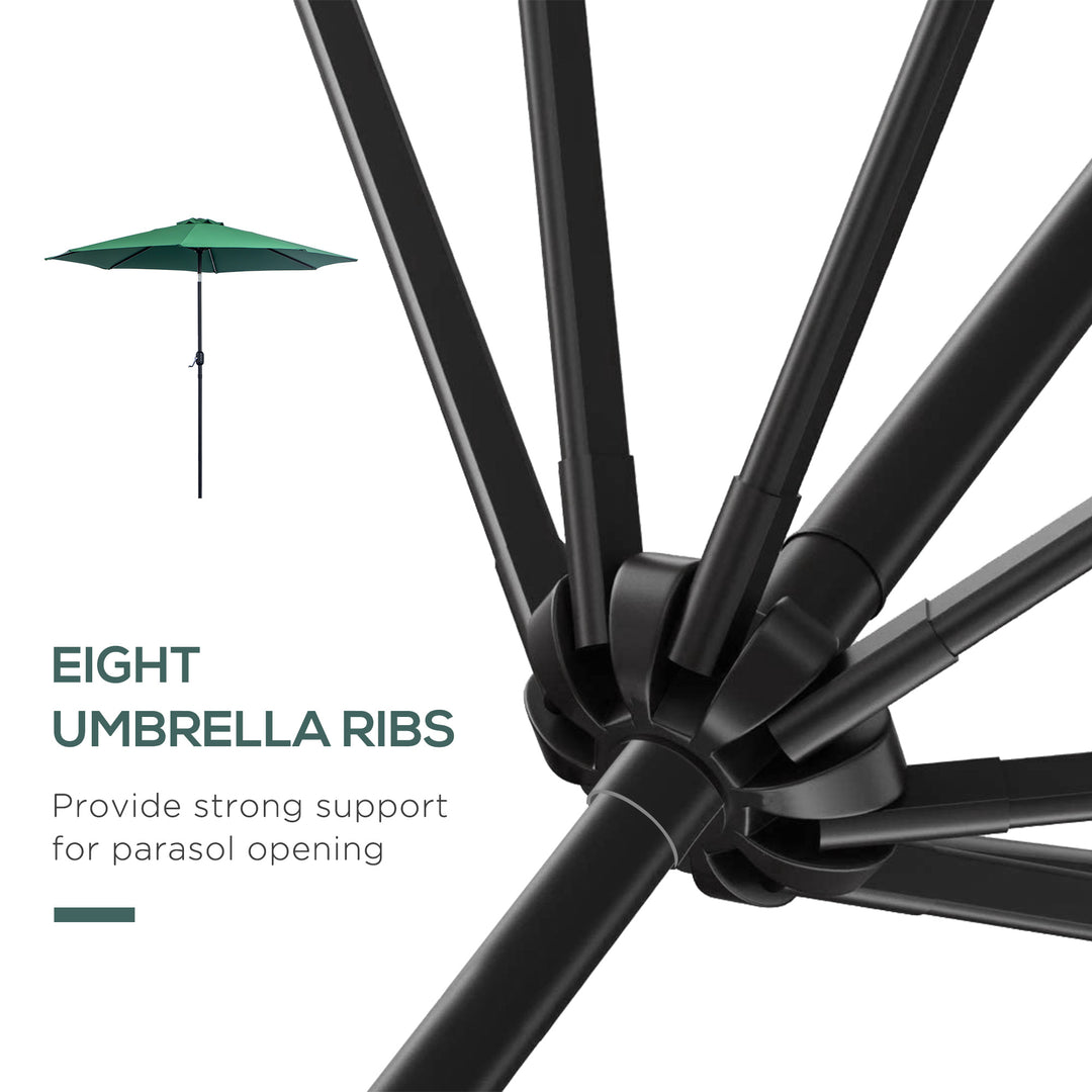 3(m) Tilting Parasol Garden Umbrellas, Outdoor Sun Shade with 8 Ribs, Tilt and Crank Handle for Balcony, Bench, Garden, Green