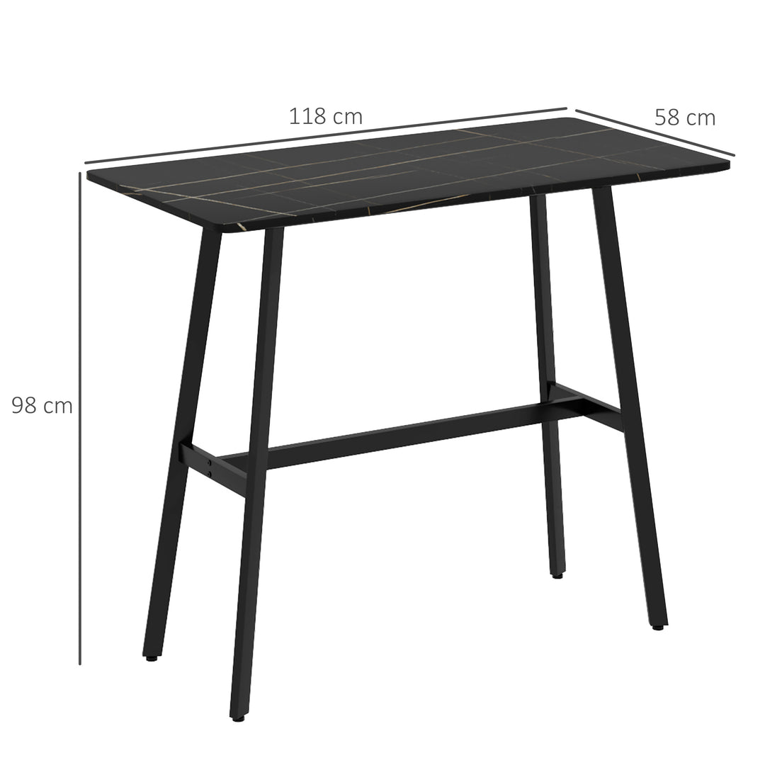 Rectangular Bar Table Dining Table with Faux Marble Top, Pub Table for 4, 118 x 58 x 98m