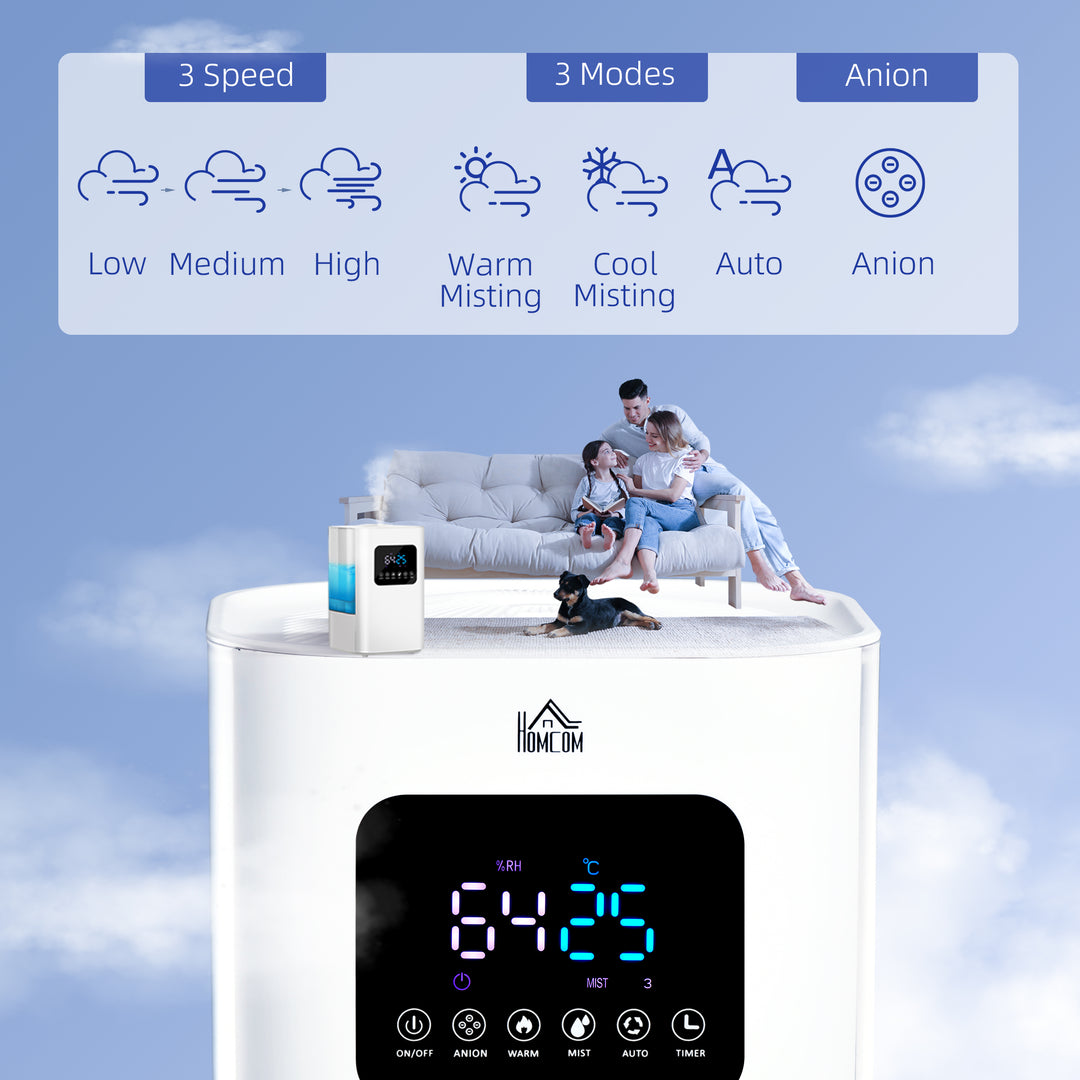 6L Warm Cool Mist Humidifiers for Bedroom, Air Humidifiers with Remote, LED Display, Quiet Operation with Auto Mode, Up to 13H for 20 ㎡, White
