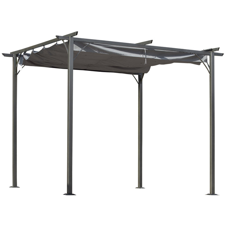 3x3 (m) Metal Pergola Gazebo Awning Retractable Canopy Outdoor Garden Sun Shade Shelter Marquee Party BBQ Grey