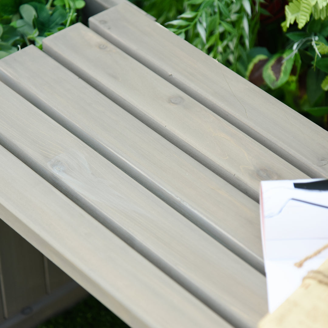 Outsunny Wooden Garden Planter &amp; Bench Combination Garden Raised Bed Patio Park Grey 176 x 38 x 40 cm