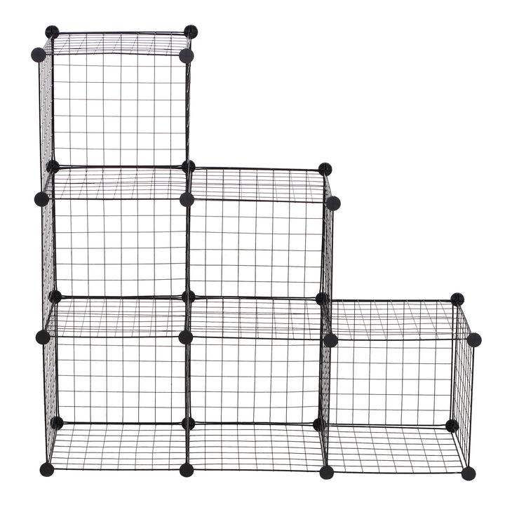 6 Cube Metal Wire Rack Interlocking Storage Cabinet Display Shelves Black