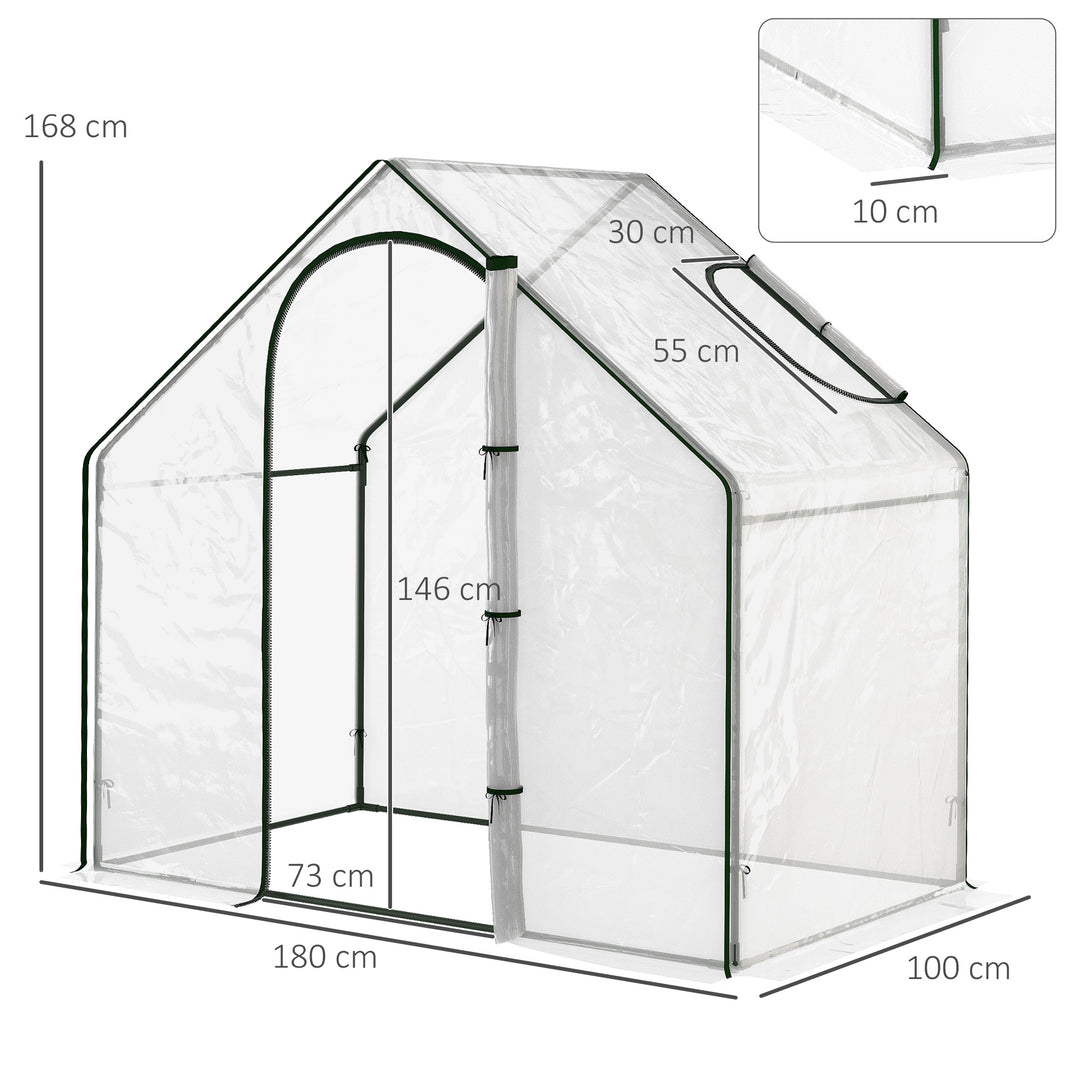 Walk In PVC Greenhouse Garden Outdoor Flower Planter Steel Frame w/Zipped Door 180 x 100 x 168CM