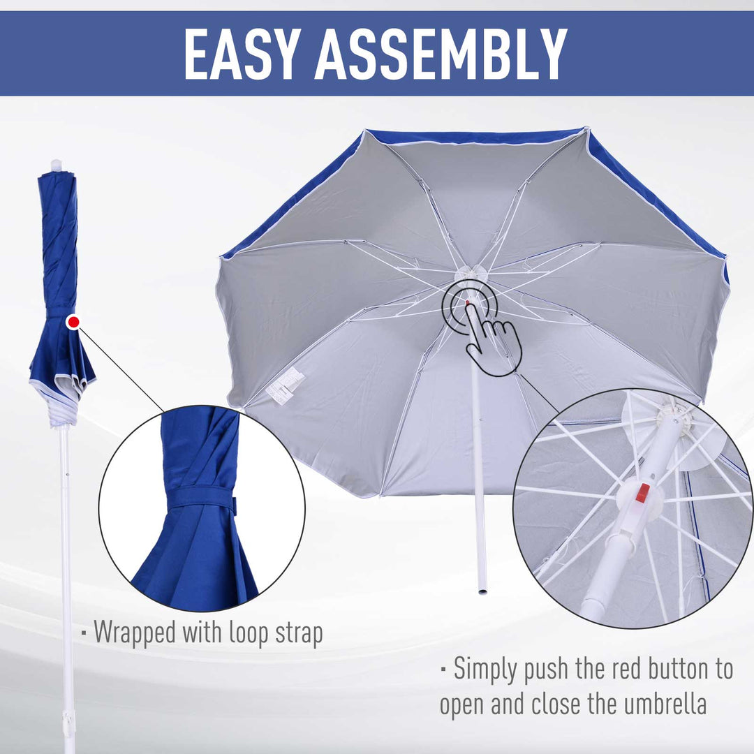 Tilted Steel Frame Beach Parasol- Blue