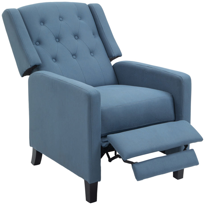 Recliner Chair, Button Tufted Cloth with Leg Rest, Deep Blue