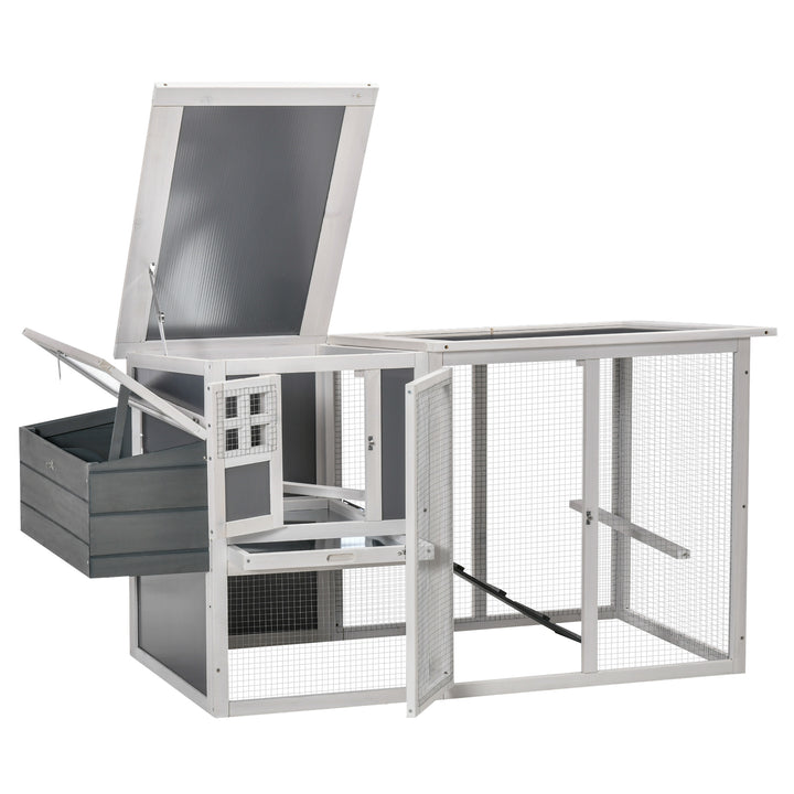 PawHut Deluxe Chicken Coop, Hen House, Wooden Poultry Cage w/ Outdoor Run, Nesting Box, Removable Tray, 162 x 76.5 x 79.5cm