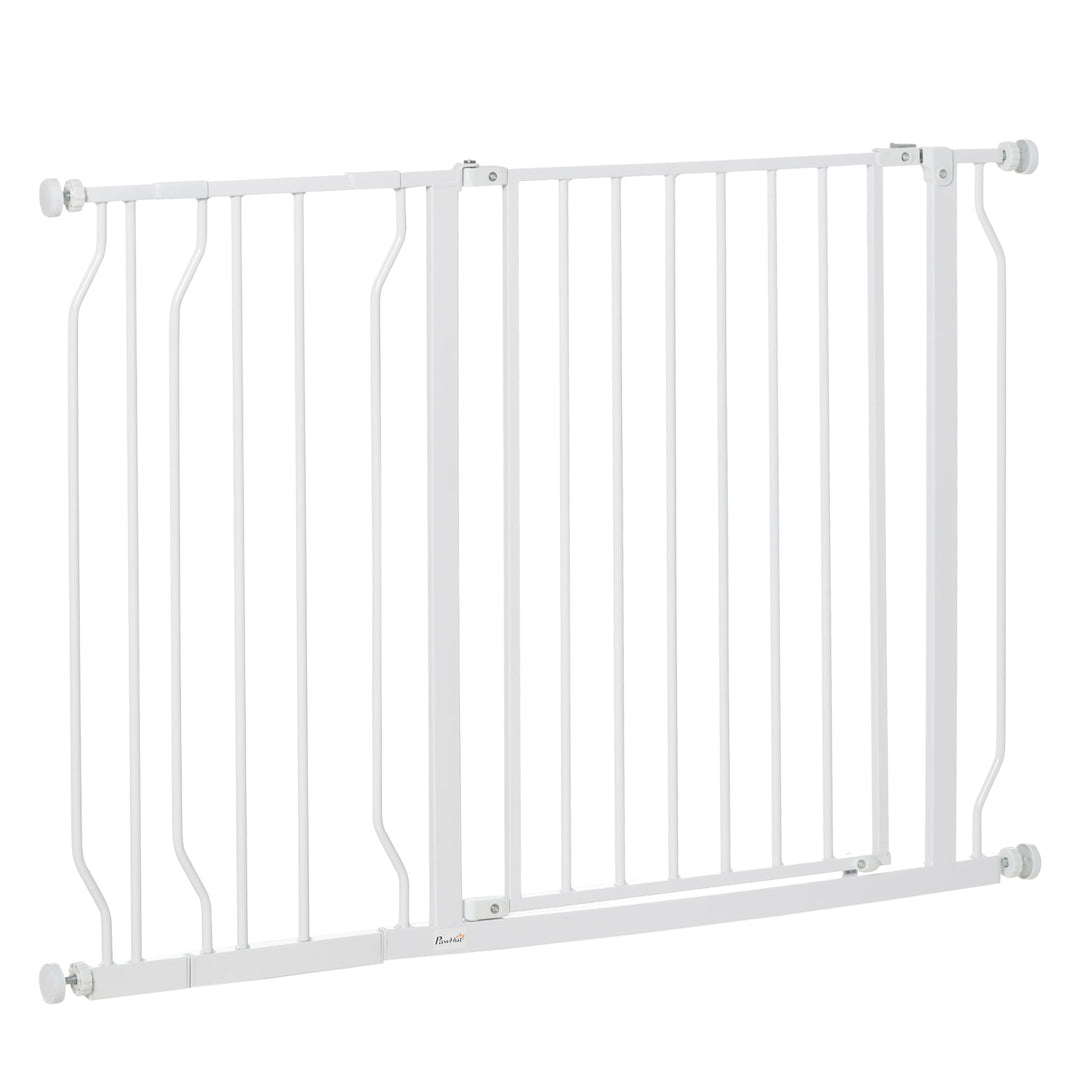 Wide Dog Safety Gate, with Door Pressure, for Doorways, Hallways, Staircases - White