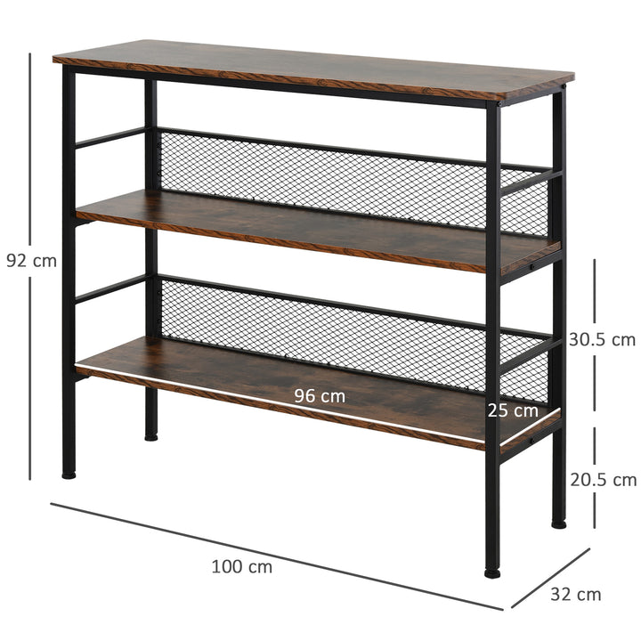 3-Tier Corner Shelf Unit Adjustable Feet Back Panels Smooth Surface Home Office Stylish-Black Brown