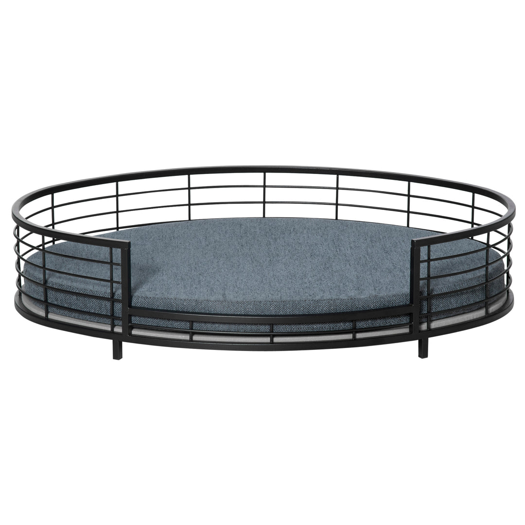 PawHut Raised Dog Bed with Soft Cushion, Modern Style Pet Sofa Bed Steel Frame, with Removable Cover, for Small and Medium Dogs 85 x 55 x 20 cm Black
