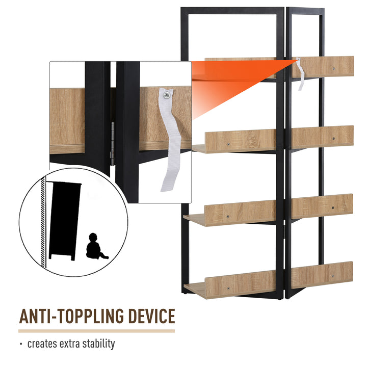 4-Tier Triangle Frame Storage Shelf Bookshelf Display Unit Cabinet Steel Frame Home Office Organisation Freestanding 90L x 39W x 160L cm
