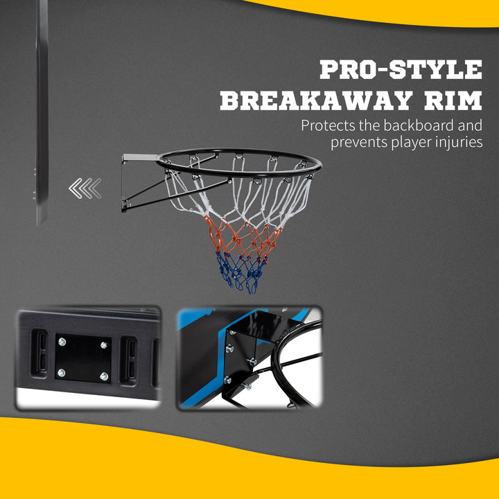 SPORTNOW Wall Mounted Basketball Hoop, Mini Basketball Hoop and Backboard for Kids and Adults, Outdoors and Indoors Door &amp; Wall Use, Blue and White