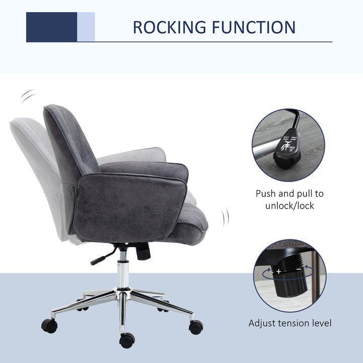 Vinsetto Swivel Computer Office Chair Mid Back Desk Chair for Home Study Bedroom,  Charcoal Grey