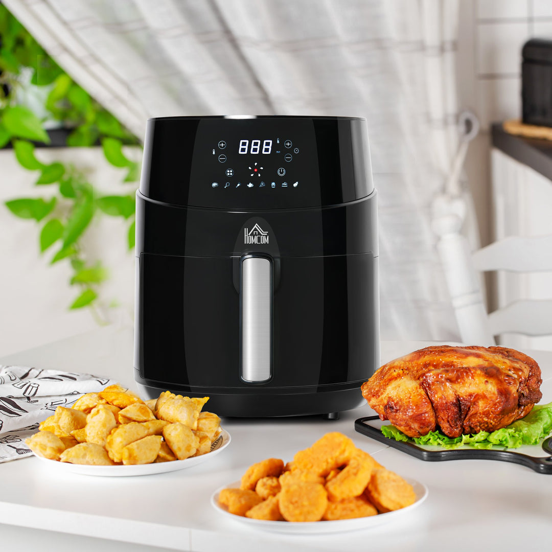 HOMCOM 4.5L Digital Air Fryer, 1500W W/ Digital Display, Rapid Air Circulation, Adjustable Temperature, Timer and Nonstick Basket, Black