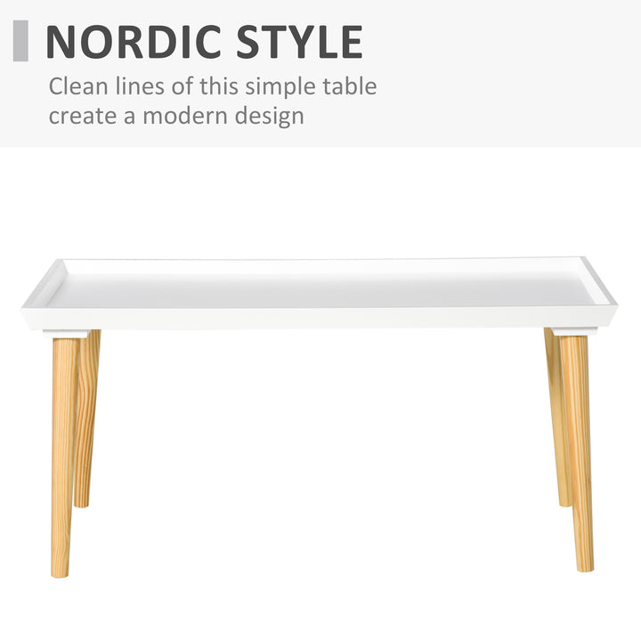 Tray Top Coffee Table for Living Room Conference Home Office Modern Simple Rectangle Cocktail Tea Wooden Legs White