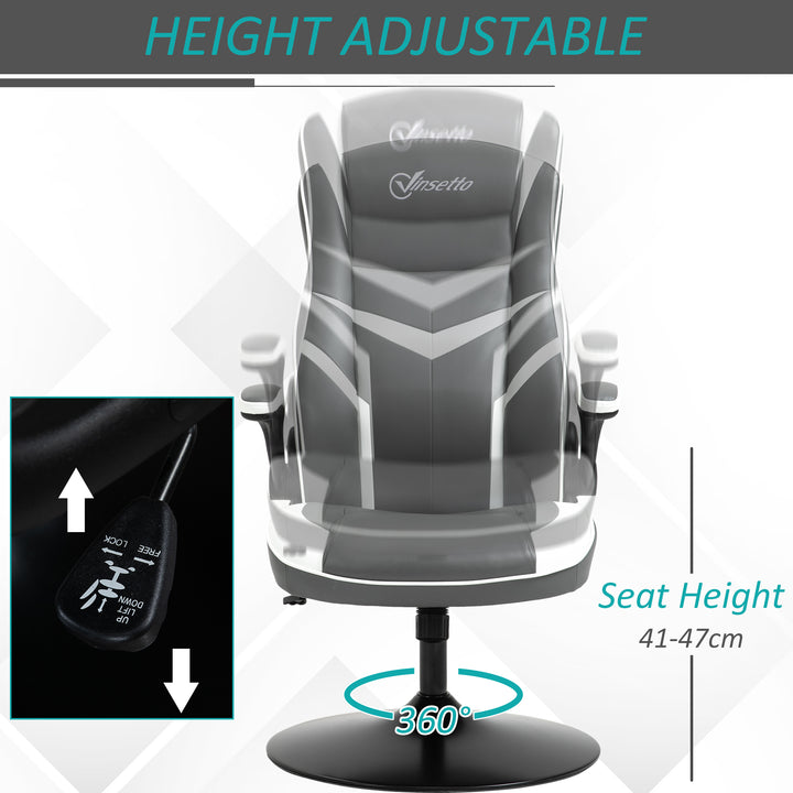 Vinsetto Video Best Gaming Chair Computer Chair, Playseat with Adjustable Height, Swivel Base, Desk Chair, PVC Leather Swivel Chair, Grey