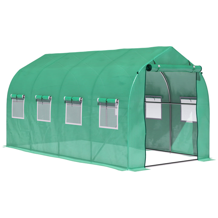 Galvanised Frame Polytunnel Greenhouse with Windows and Door for Garden, Backyard (4 x 2M)