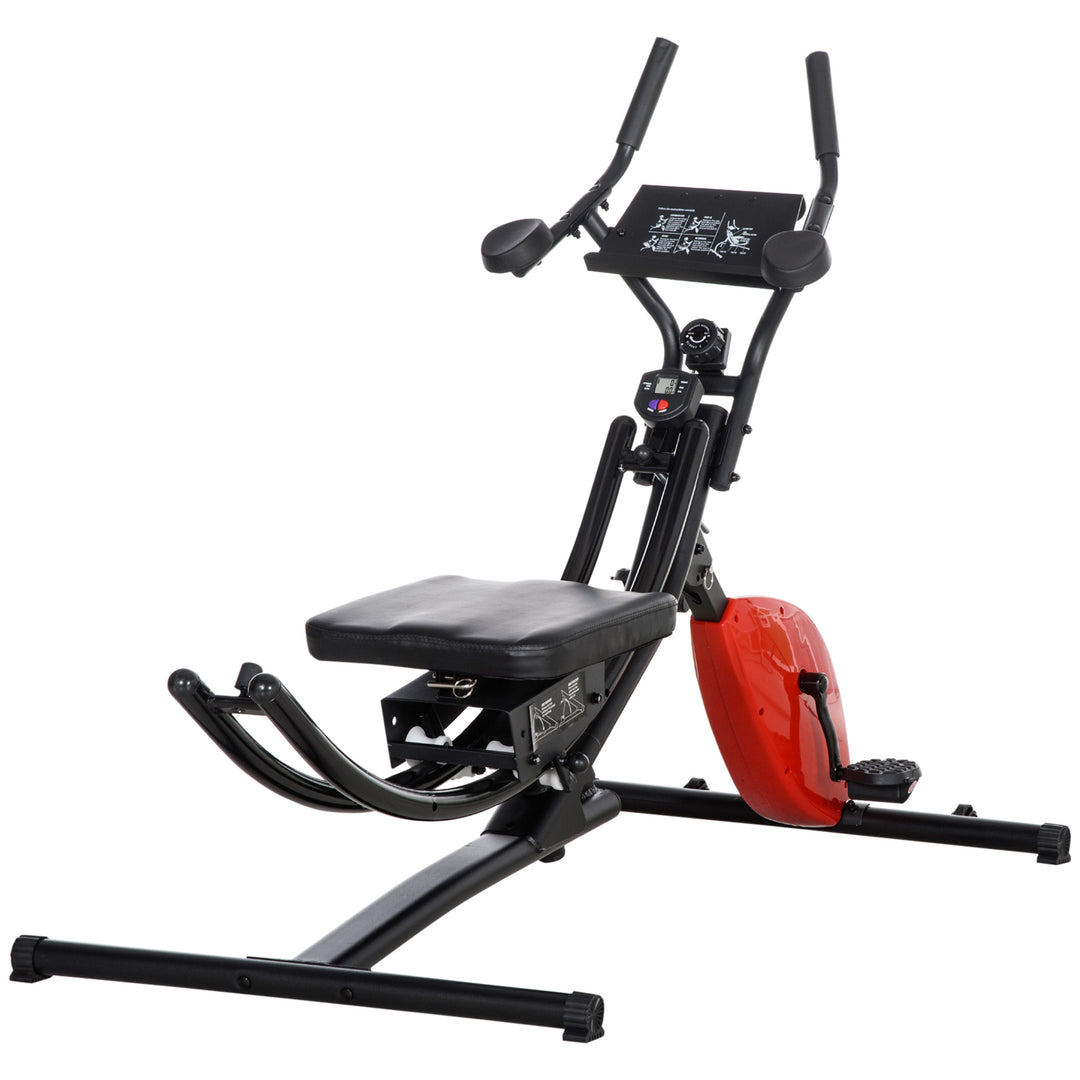 HOMCOM Abs Trainer and Exercise Bike, Multi-functional Ab Machine w/ Three Adjustable Heights, 8-Level Adjustable Resistance Two Wheels for Home Gym