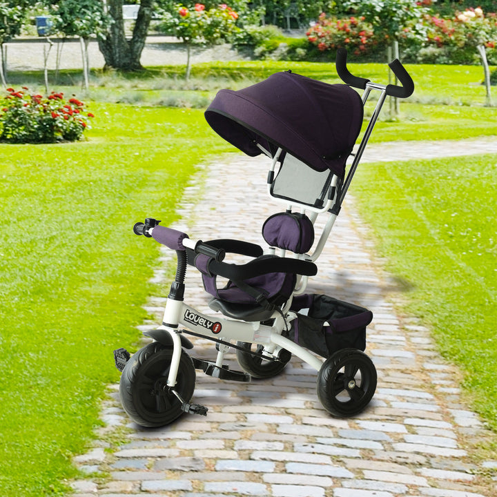 Baby Tricycle W/Handle-White/Purple
