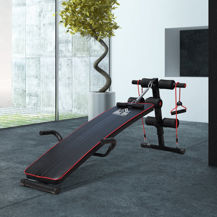 HOMCOM Sit Up Workout Bench, Steel-Black Red