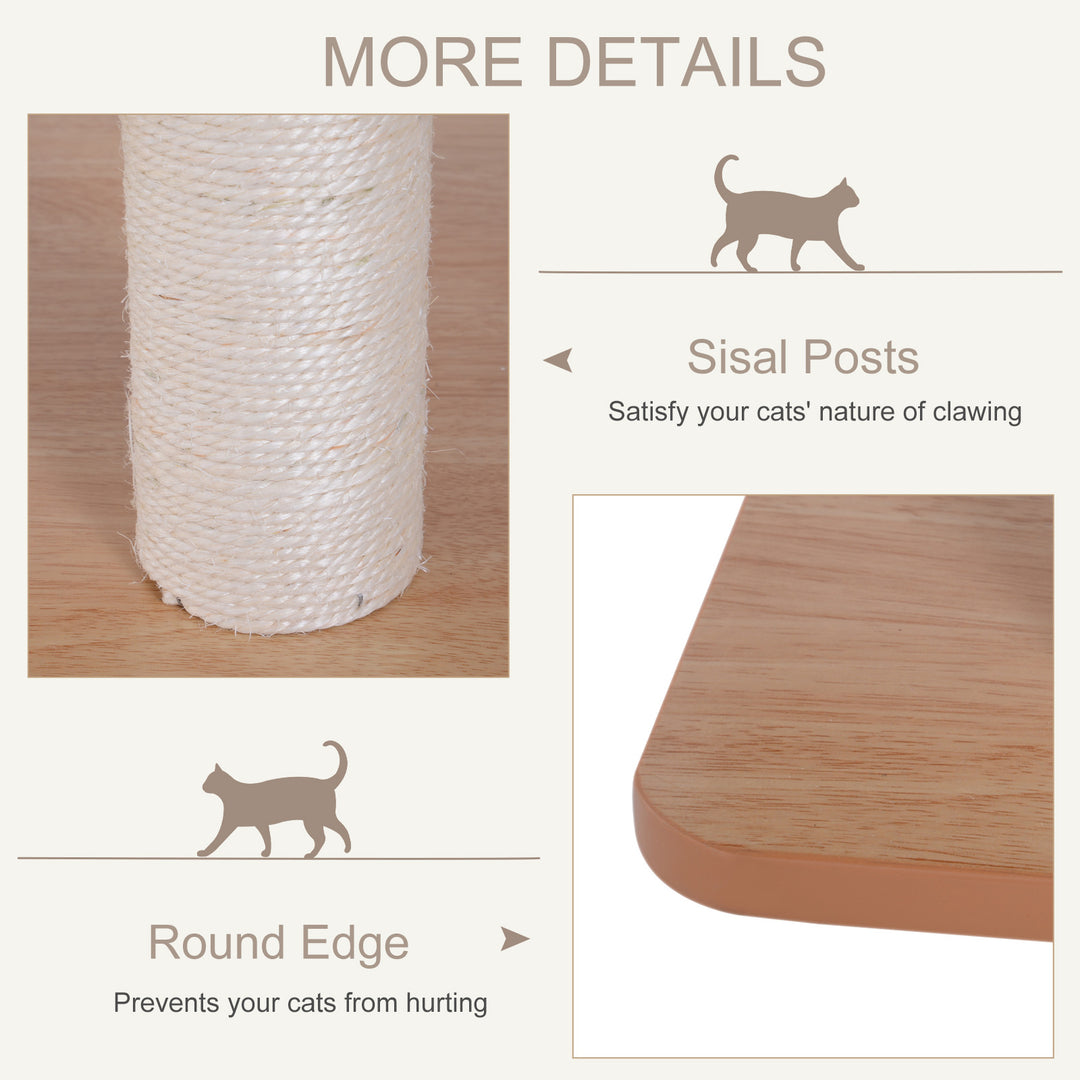 PawHut Wood Cat Tree Scratching Post for Indoor Cats Kitten House Condo Activity Center w/ Cushion Hanging Toy Multi-level
