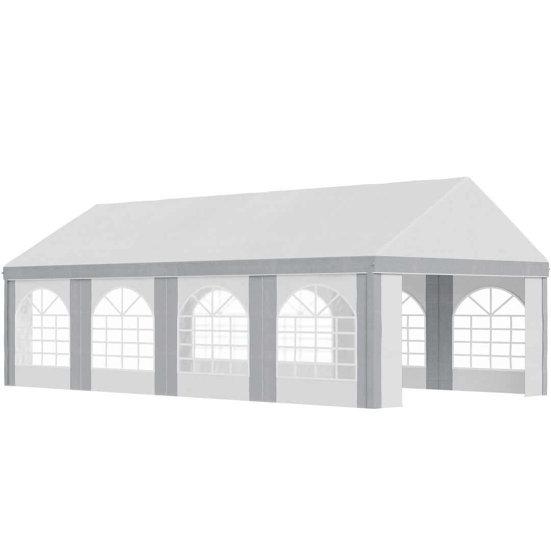 8 x 4m Galvanised Party Tent, Marquee Gazebo with Sides, Eight Windows and Double Doors, for Parties, Wedding and Events