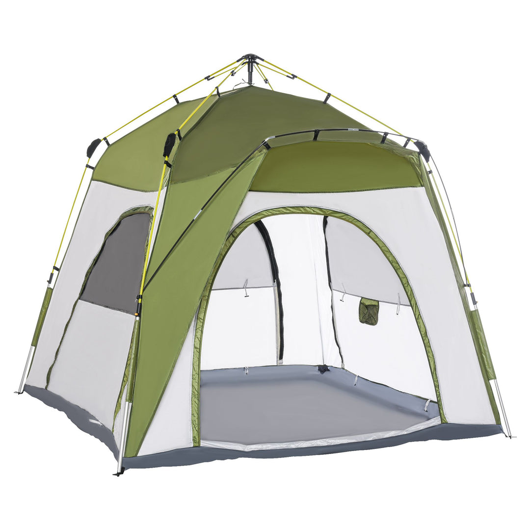 4 Person Automatic Camping Tent, Outdoor Pop Up Tent, Portable Backpacking Dome Shelter, Green