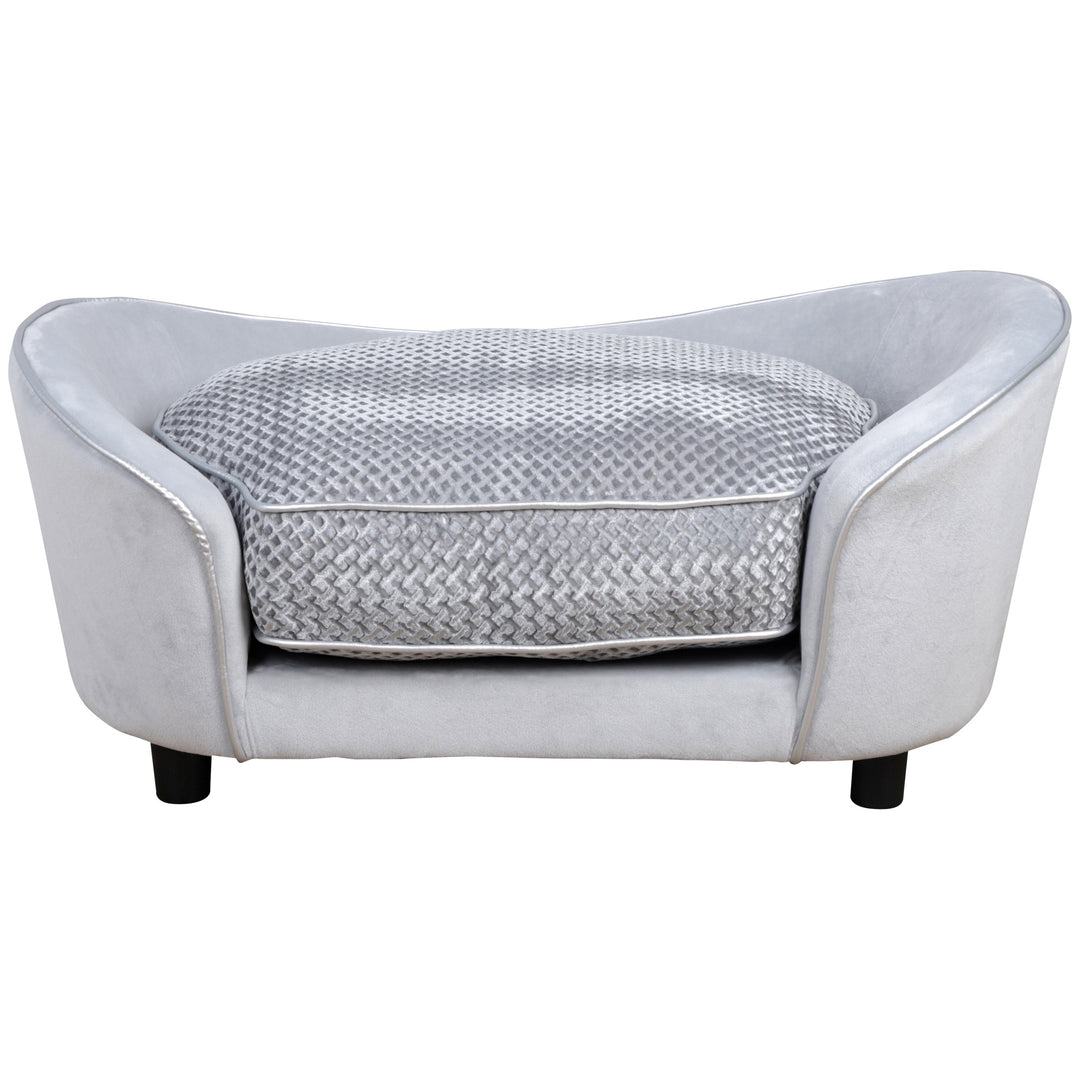 Pet Sofa Couch Small Sized Dog Various Cat Soft Plush Sponge Cushioned Bed Lounge Gray