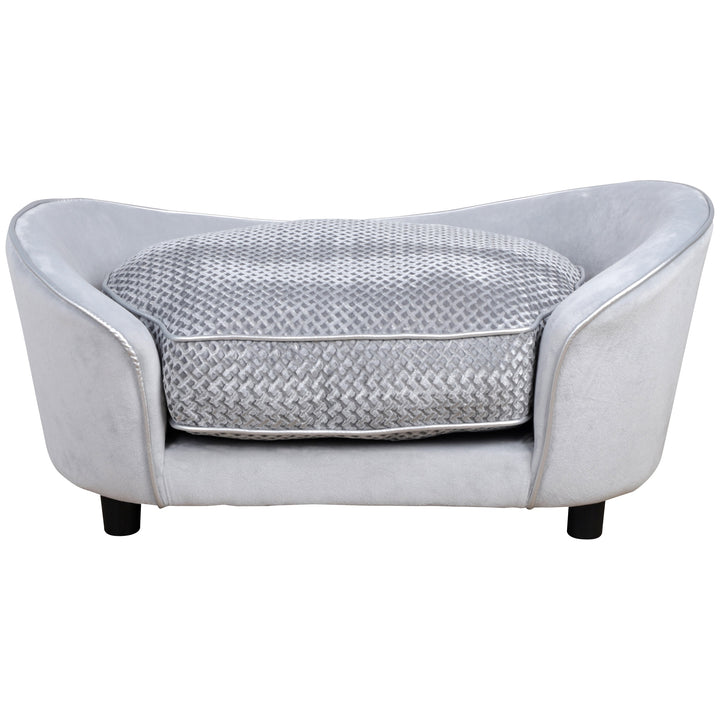 Pet Sofa Couch Small Sized Dog Various Cat Soft Plush Sponge Cushioned Bed Lounge Gray