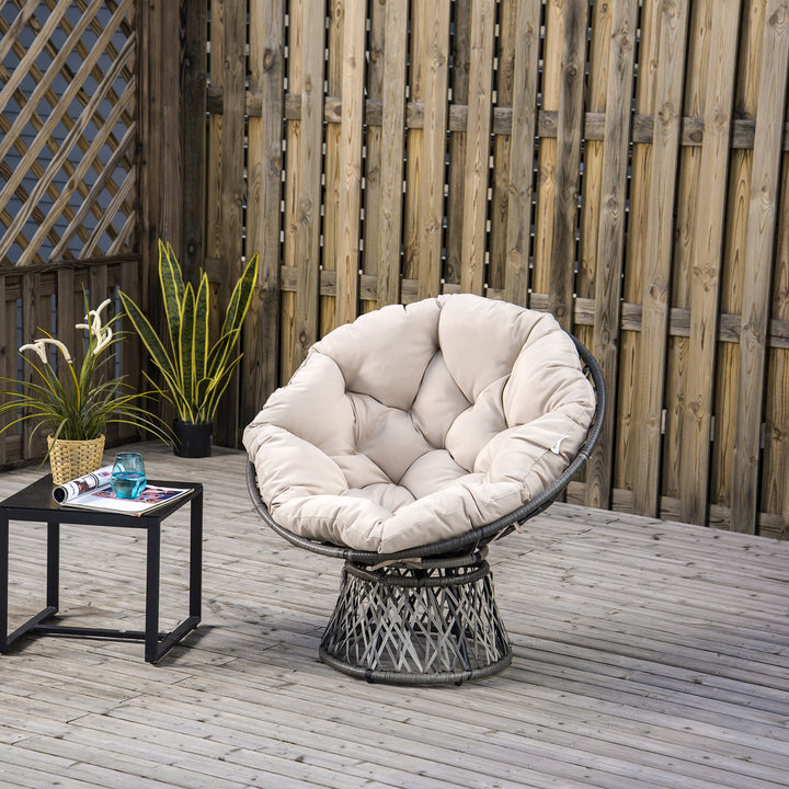 360° Swivel Rattan Chair Outdoor Wicker Chairs w/ Padded Cushion
