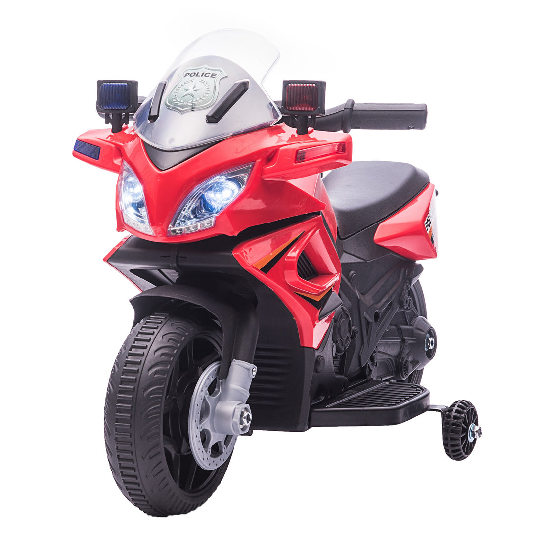 Kids 6V Electric Ride On Motorcycle Police Car Toy for 18 - 36 months Red