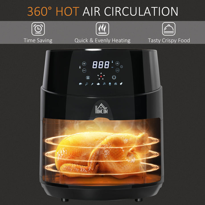 HOMCOM 4.5L Digital Air Fryer, 1500W W/ Digital Display, Rapid Air Circulation, Adjustable Temperature, Timer and Nonstick Basket, Black